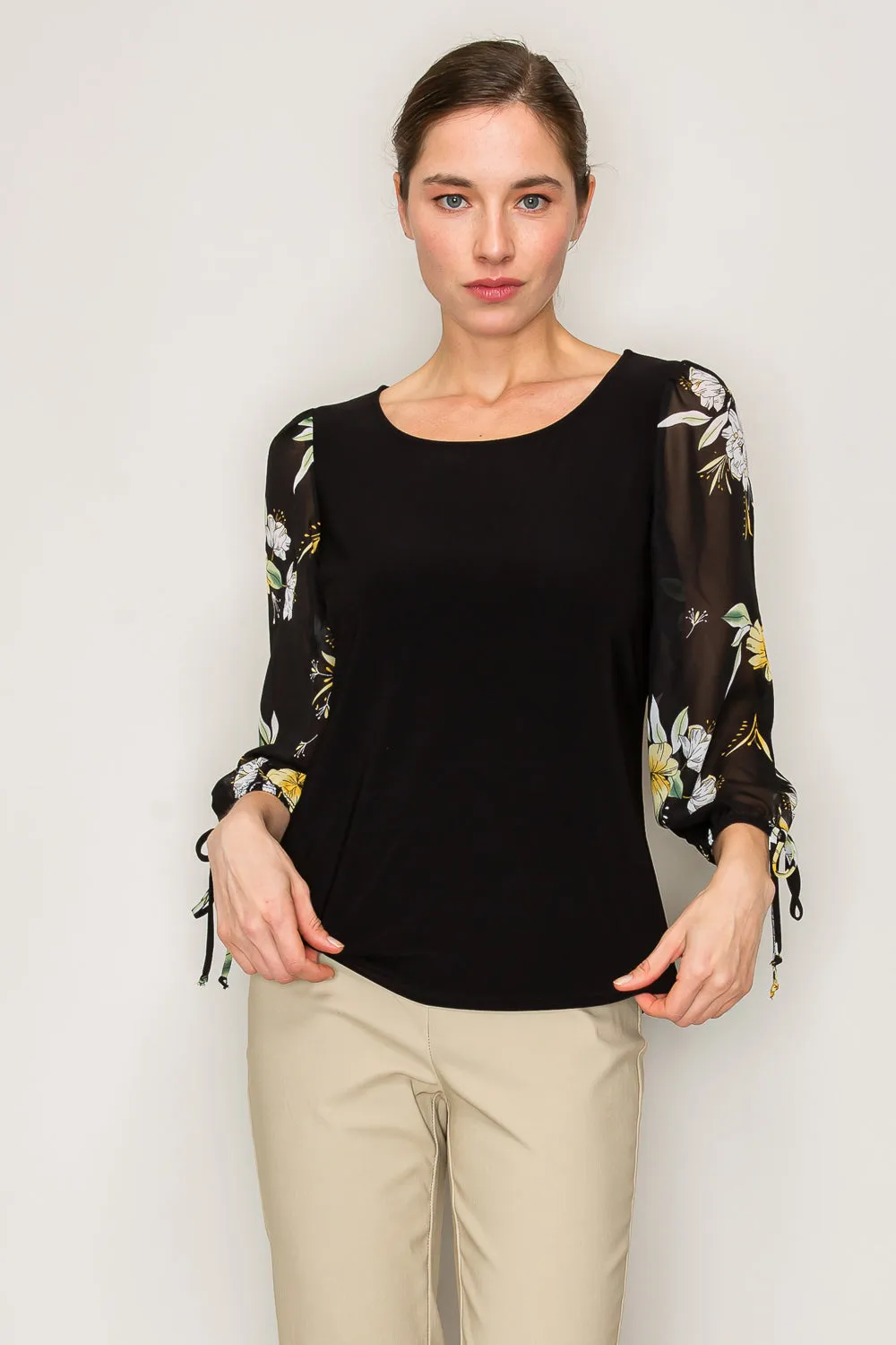 FLORAL SHEER SLEEVE BLOUSE