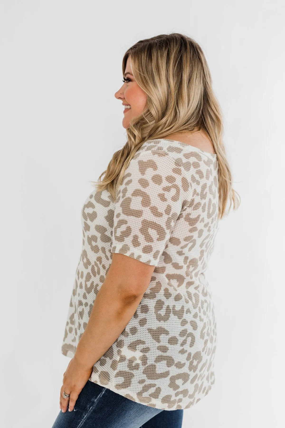 Forever Fierce Leopard Knit Top- Ivory & Taupe