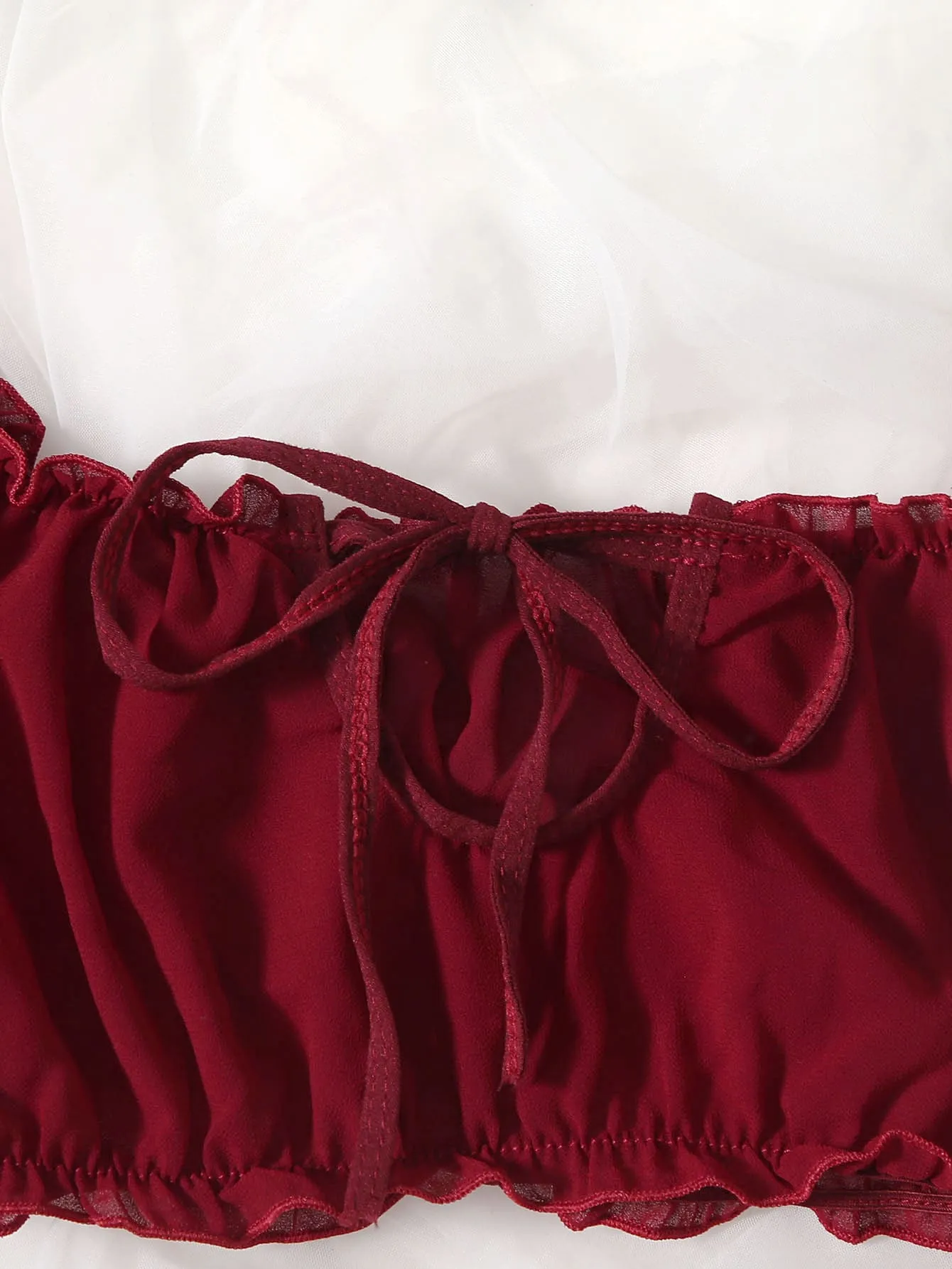 Frill Trim Chiffon Lingerie Set
