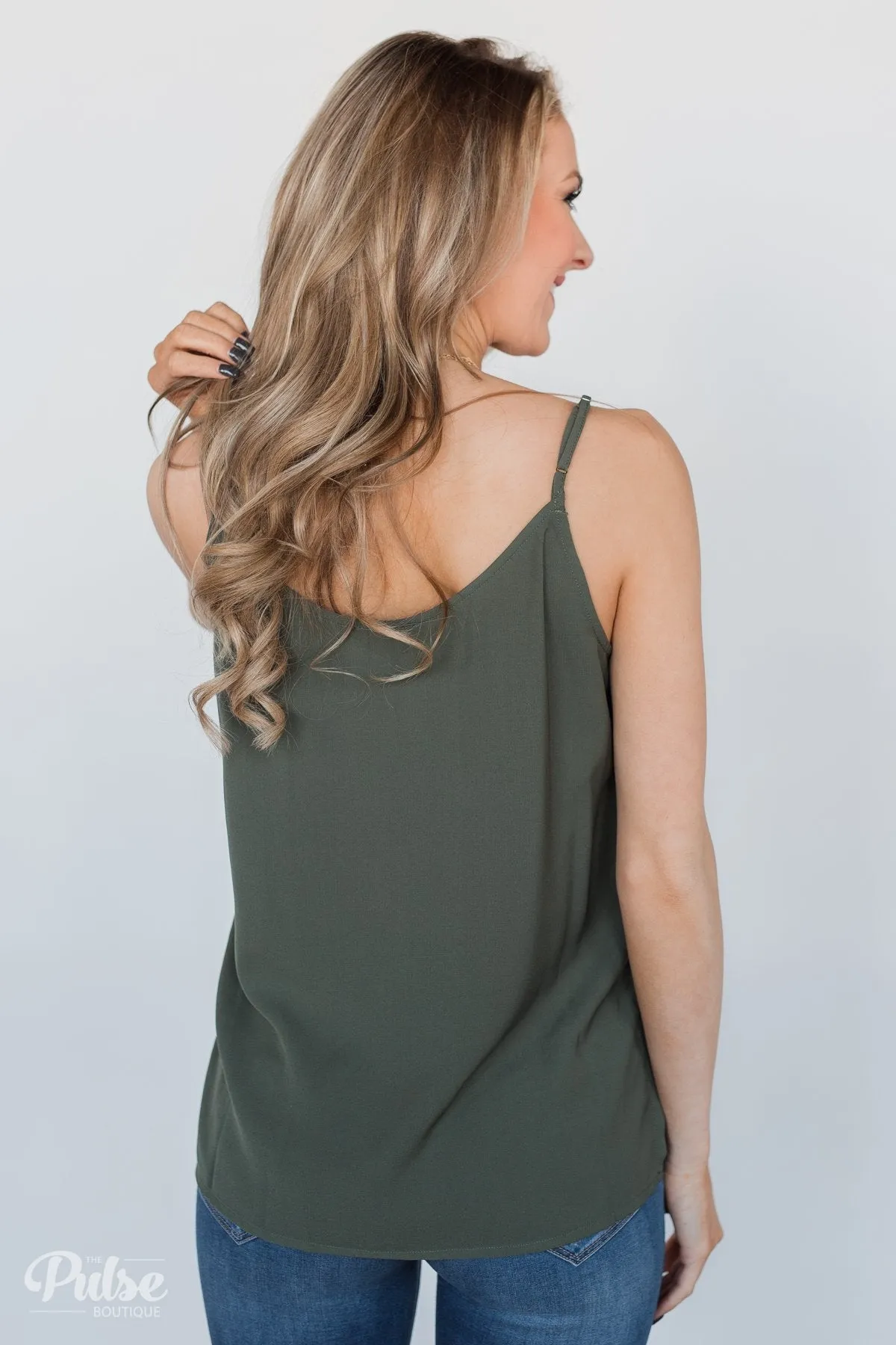 Front Twist Tank Top - Olive