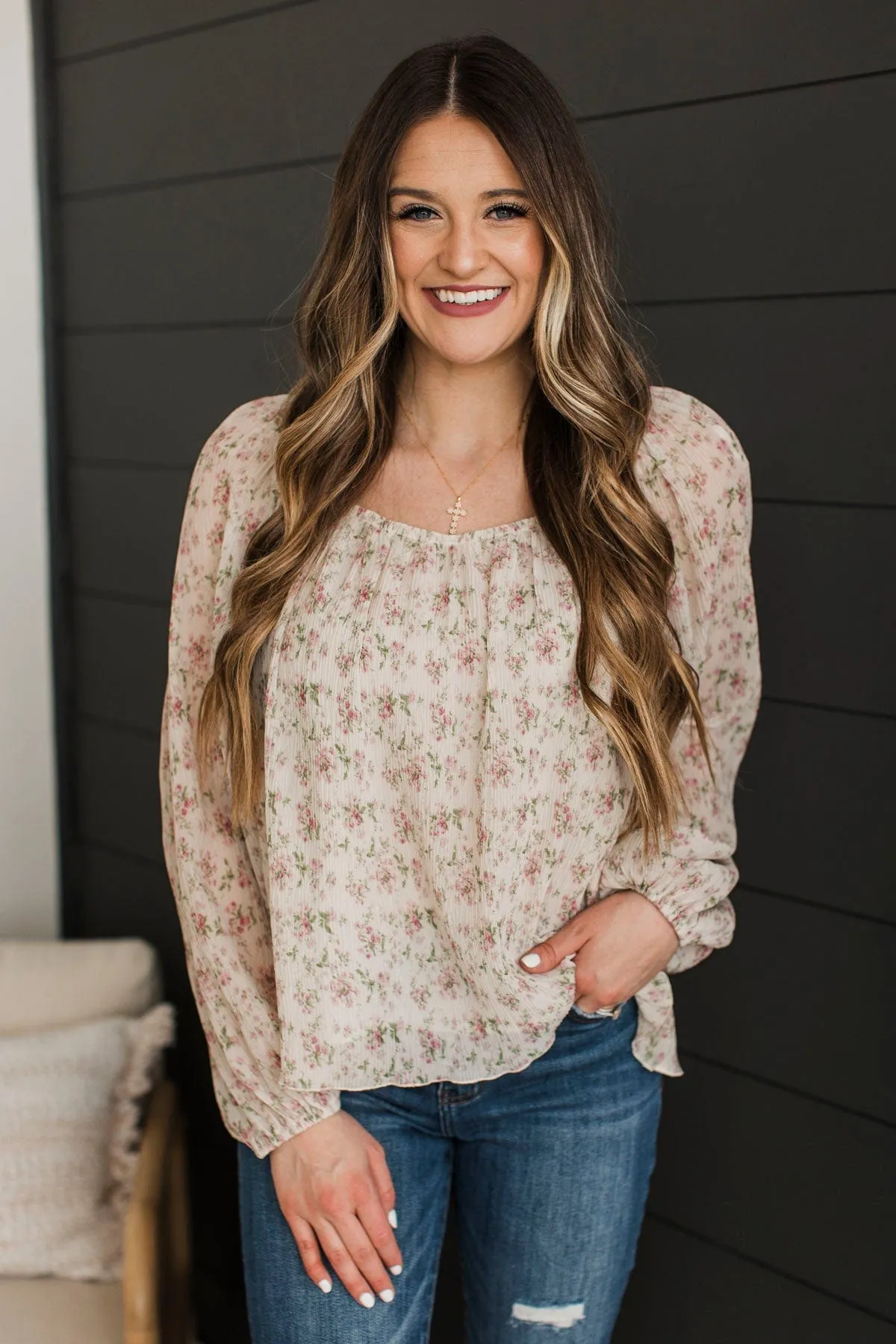 Fulfill Your Destiny Floral Blouse- Cream
