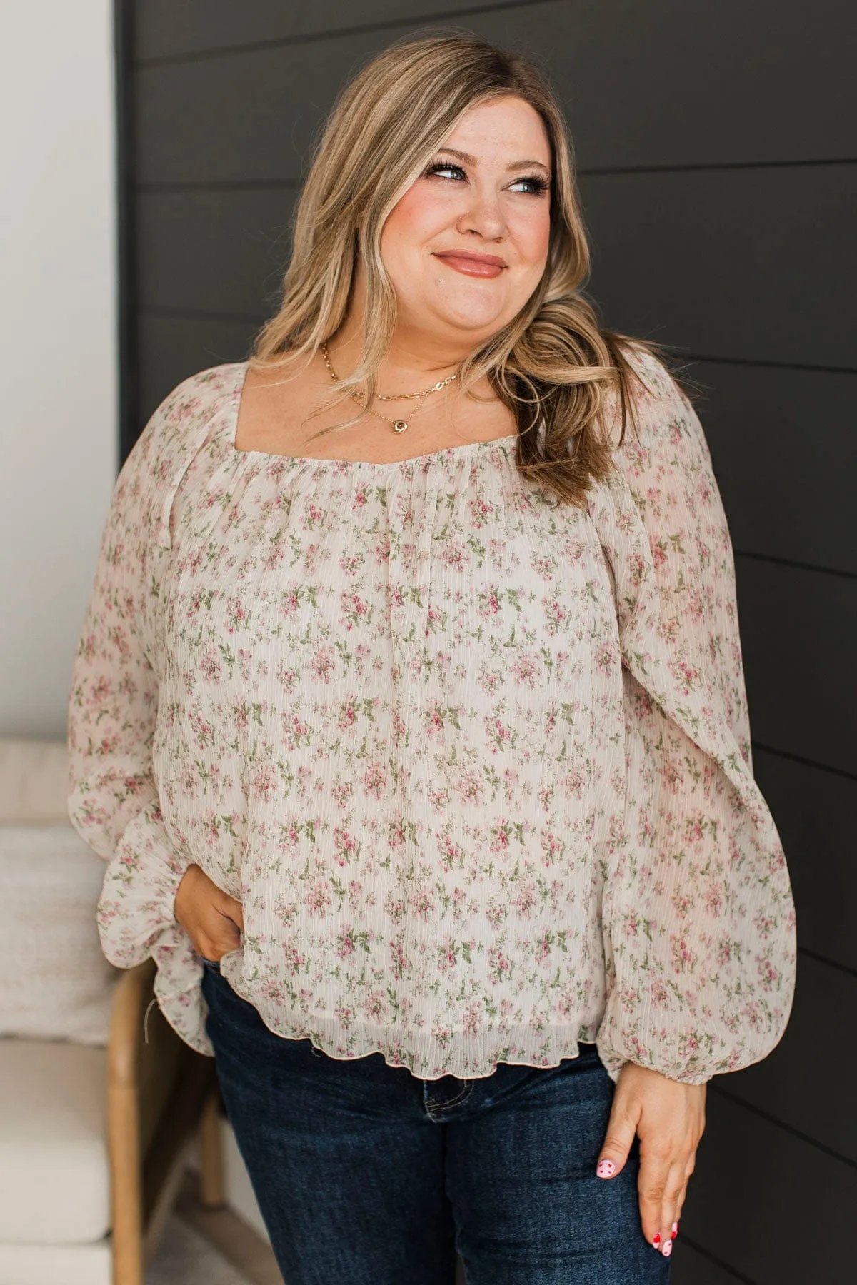 Fulfill Your Destiny Floral Blouse- Cream