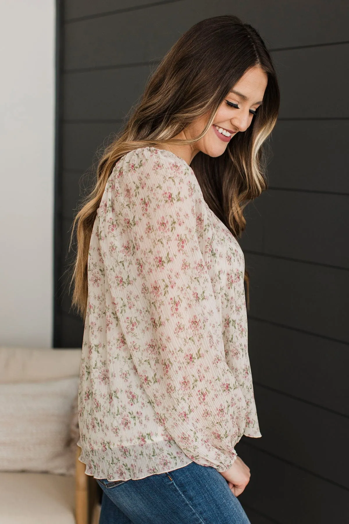 Fulfill Your Destiny Floral Blouse- Cream