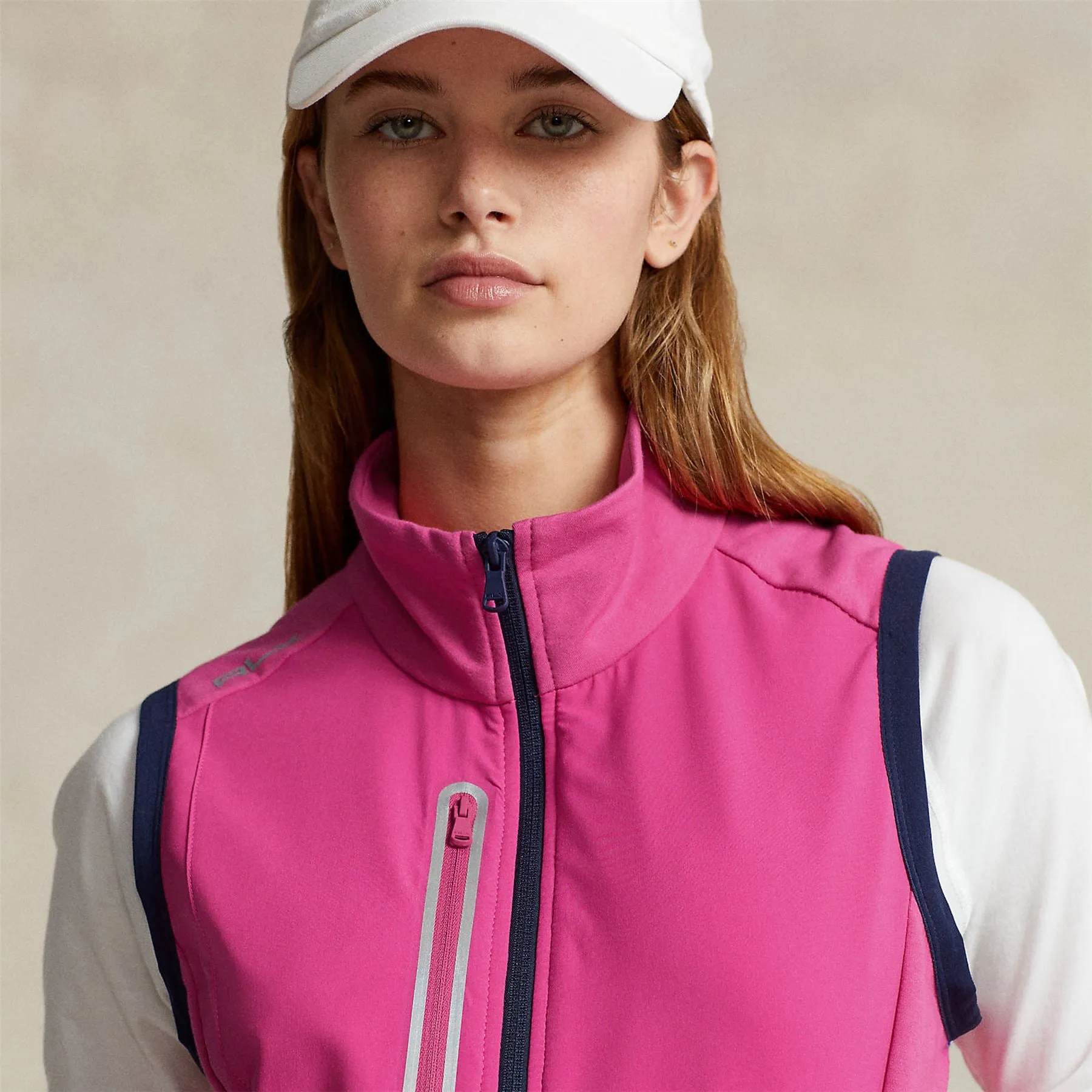 Full Zip Vest Bright Pink/Refined Navy