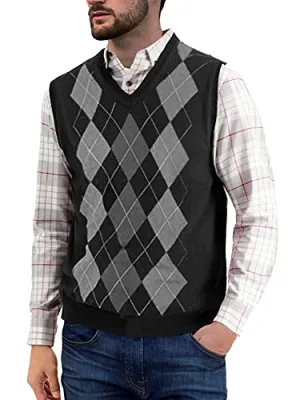 Gafeng Argyle Sweater Vest, Slim Fit