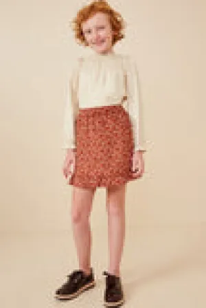 Girls Ditsy Floral Ruffled Corduroy Skirt