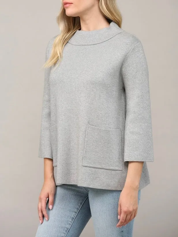 Glitter Mock Neck Sweater - Silver FINAL SALE
