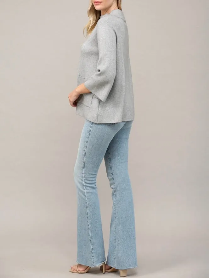 Glitter Mock Neck Sweater - Silver FINAL SALE