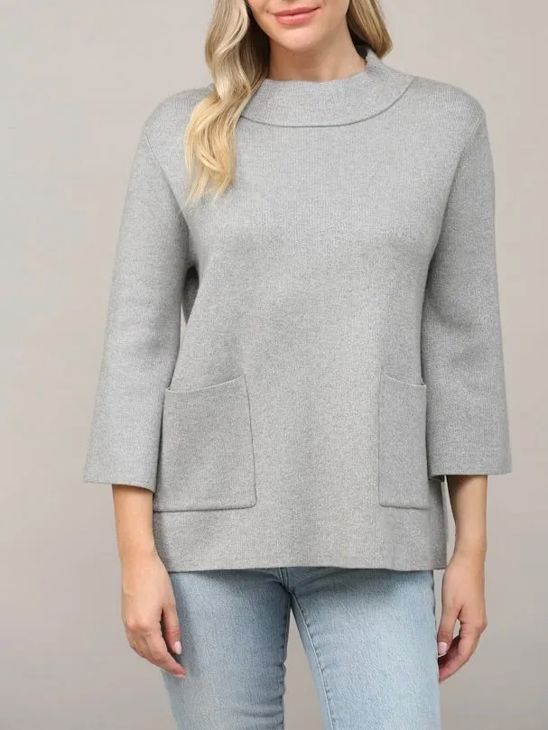 Glitter Mock Neck Sweater - Silver FINAL SALE