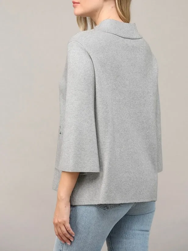 Glitter Mock Neck Sweater - Silver FINAL SALE