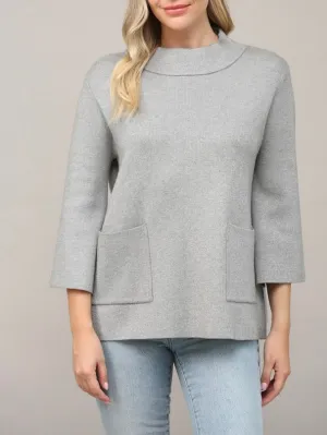 Glitter Mock Neck Sweater - Silver FINAL SALE
