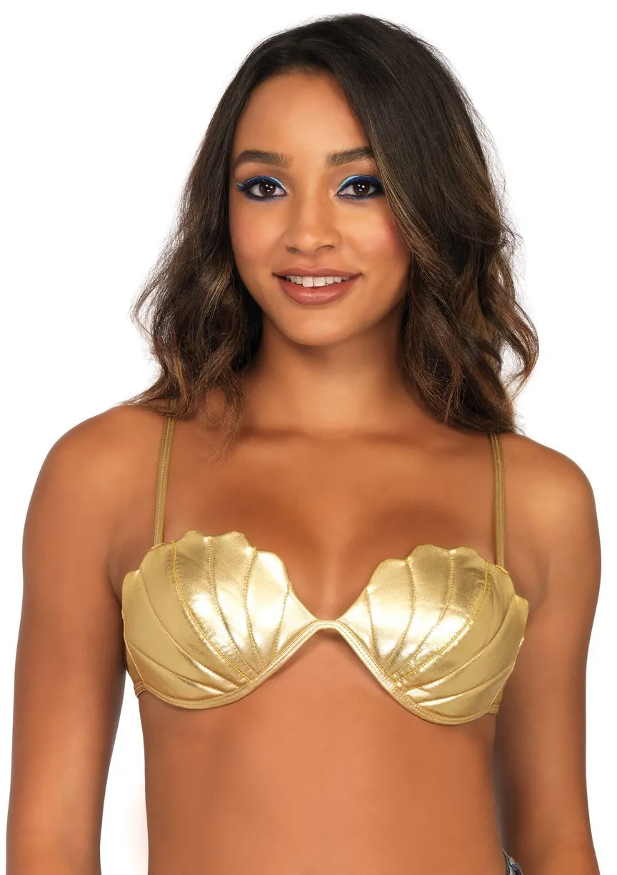 Gold Mermaid Shell Bra Top