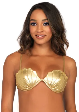 Gold Mermaid Shell Bra Top