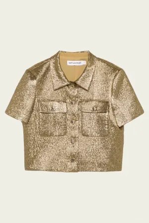 Gold Metallic Jacquard Top