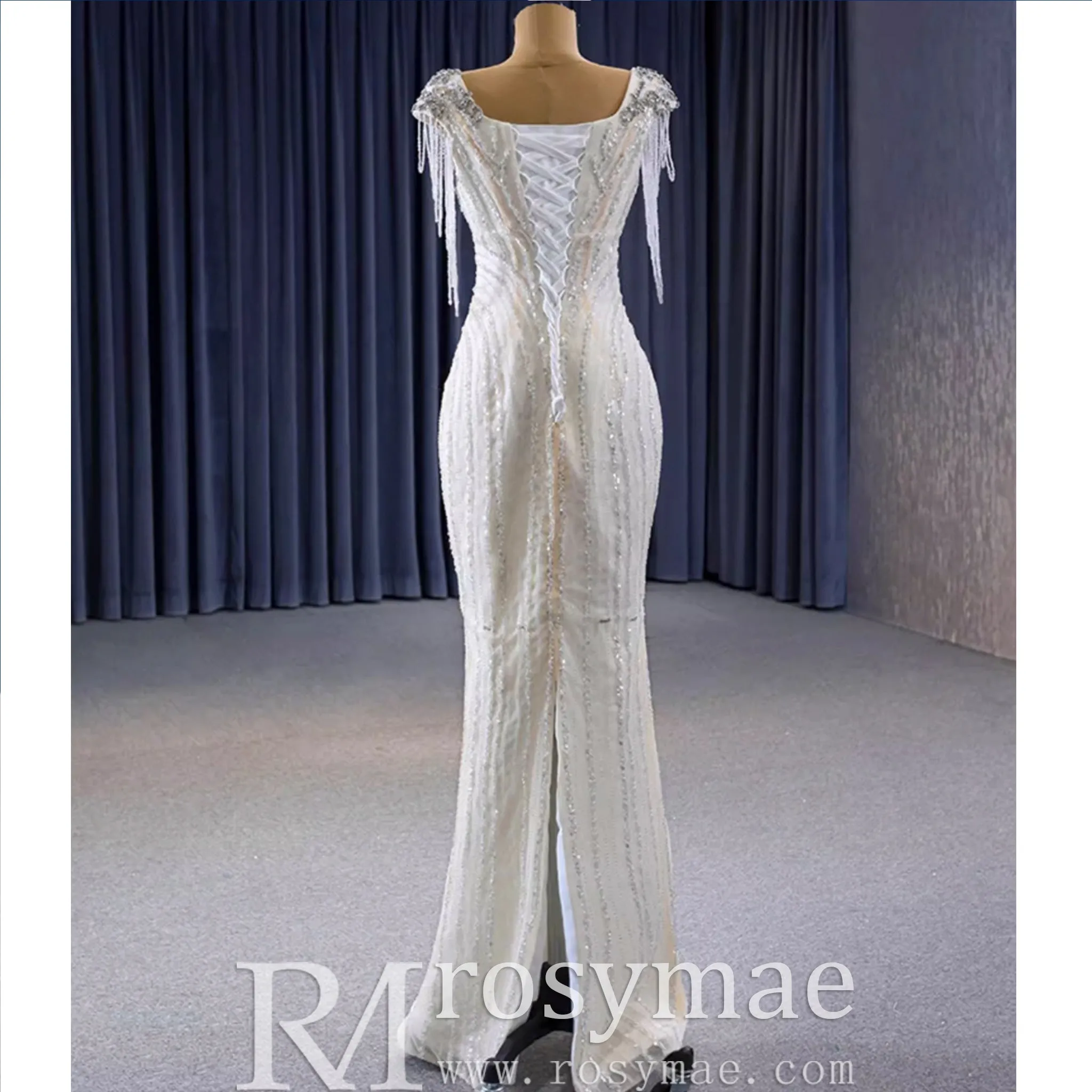 Gorgeous White Mermaid Beading Detachable Cascading Ruffles Wedding Dresses