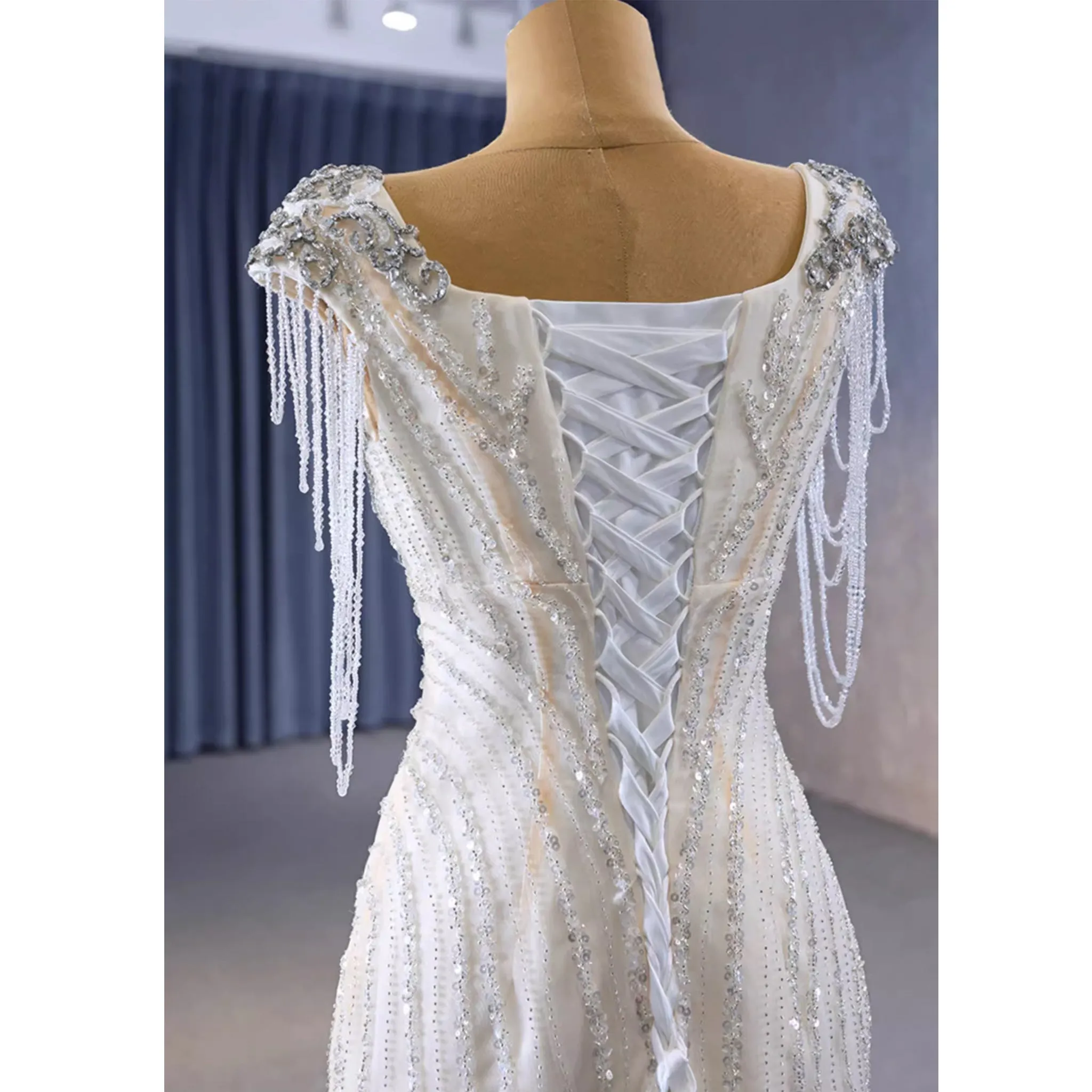 Gorgeous White Mermaid Beading Detachable Cascading Ruffles Wedding Dresses