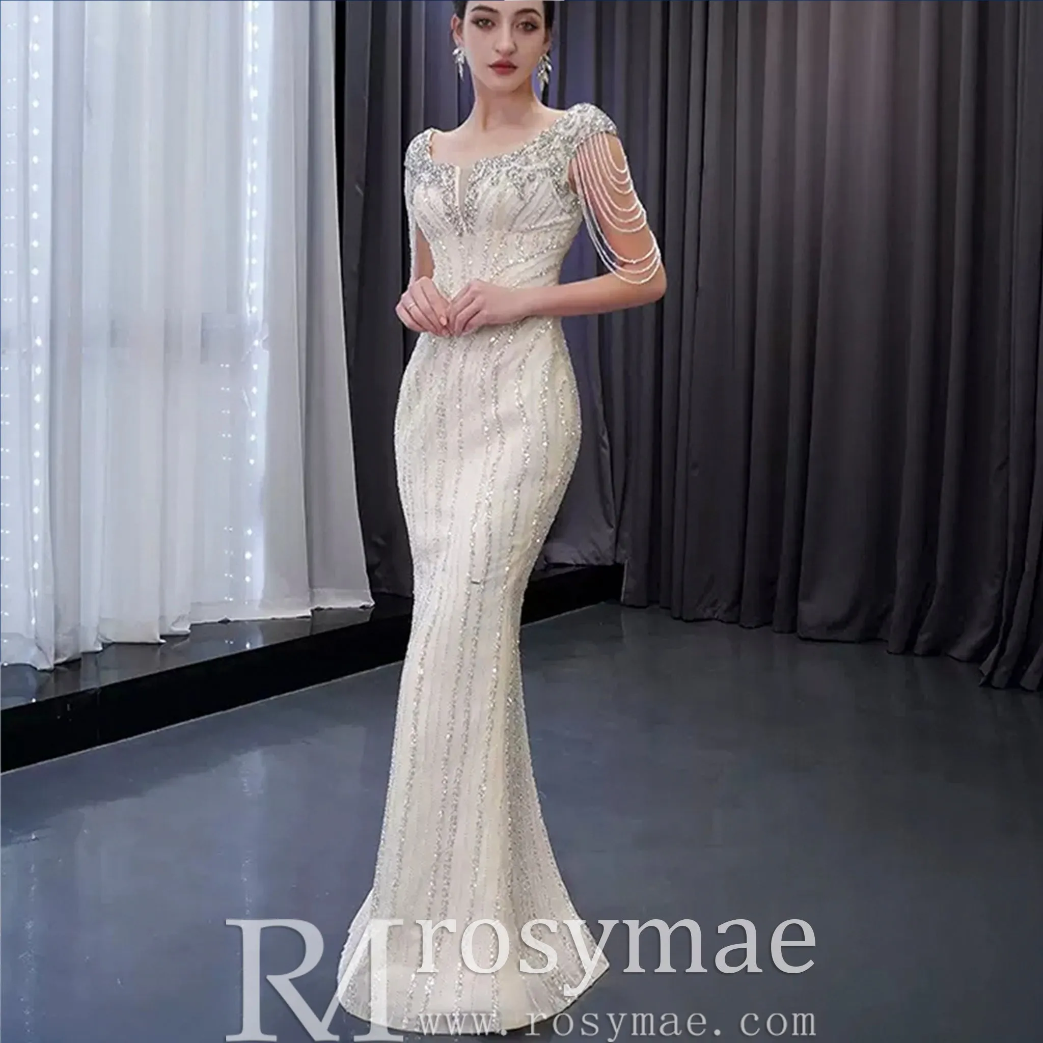 Gorgeous White Mermaid Beading Detachable Cascading Ruffles Wedding Dresses