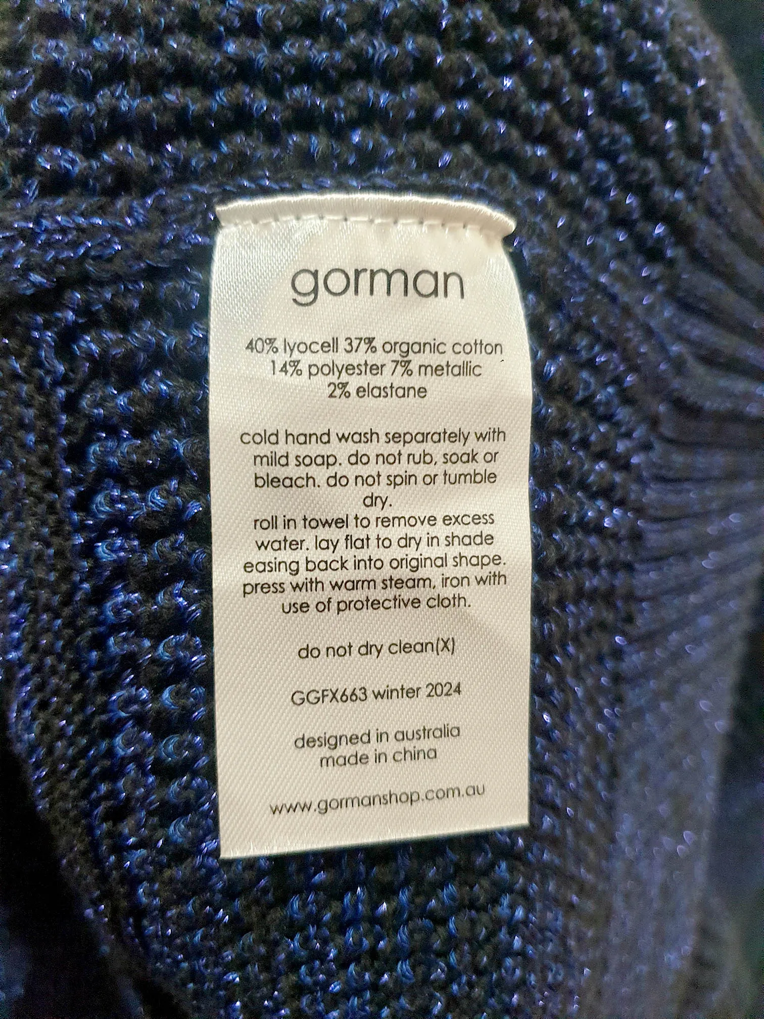 Gorman blue metallic knit top size 18 (2024 style)