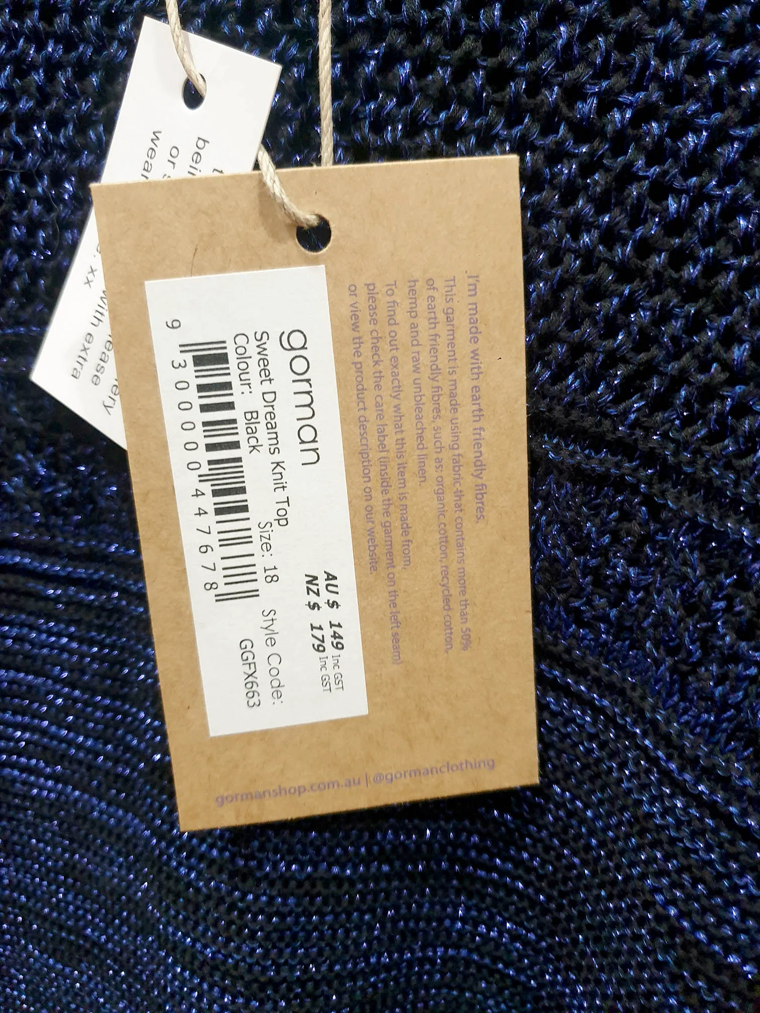 Gorman blue metallic knit top size 18 (2024 style)