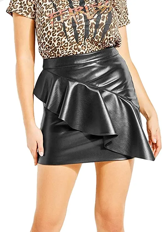 Guess Women's Lexie Flounce Skirt, Jet Black/Multi, 4
