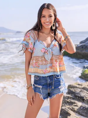 GYPSY - Sweetheart Neck Short Sleeve Blouse