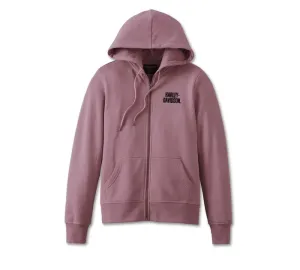Harley-Davidson Women's Special Bar and Shield Zip Front Hoodie - Grape Shake Heather