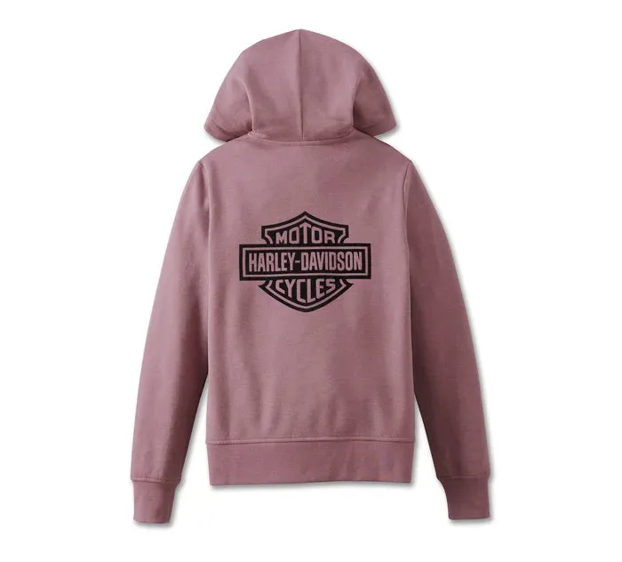 Harley-Davidson Women's Special Bar and Shield Zip Front Hoodie - Grape Shake Heather