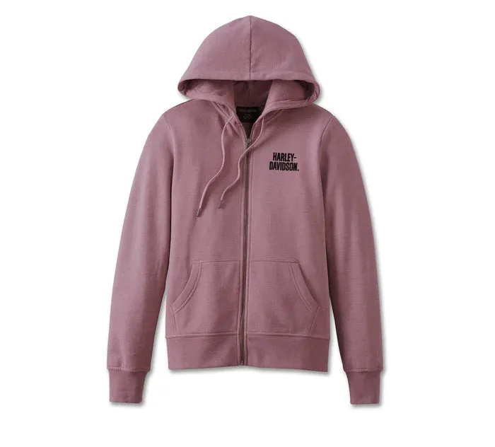 Harley-Davidson Women's Special Bar and Shield Zip Front Hoodie - Grape Shake Heather