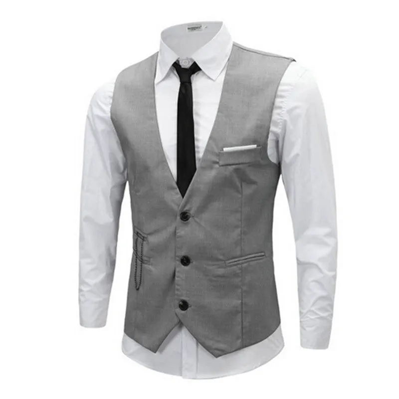 High Brand Dress Suit Vest Men Fashion Black Gray Formal Business Men Vests Slim Fit Men Casual Outwear DO1110