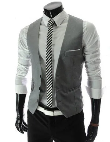 High Brand Dress Suit Vest Men Fashion Black Gray Formal Business Men Vests Slim Fit Men Casual Outwear DO1110