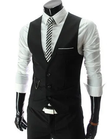 High Brand Dress Suit Vest Men Fashion Black Gray Formal Business Men Vests Slim Fit Men Casual Outwear DO1110