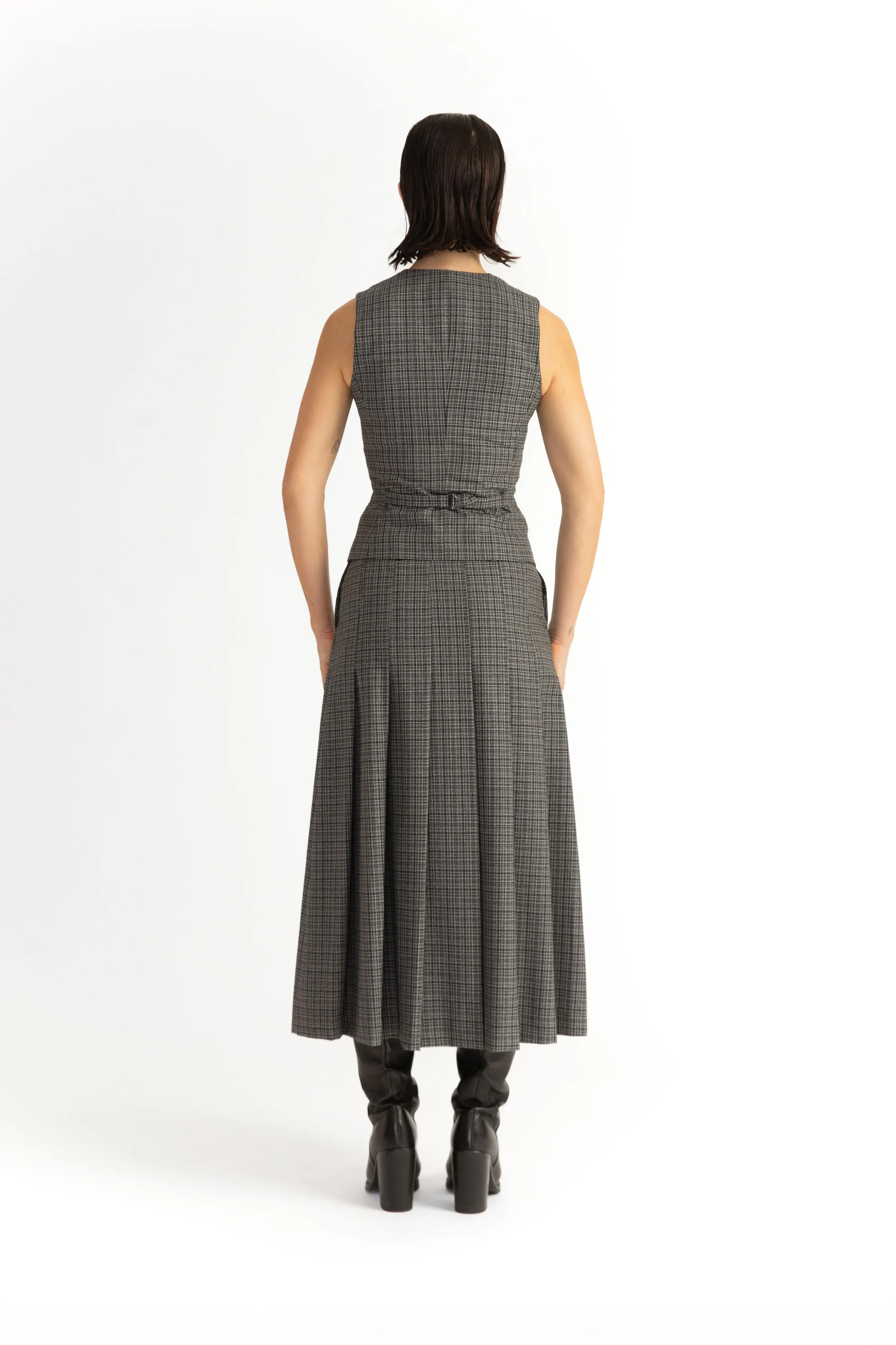 Hjo Skirt -   Pleated midi skirt in grey