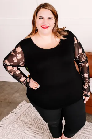 Hold On Easy Sheer Floral Sleeve Top