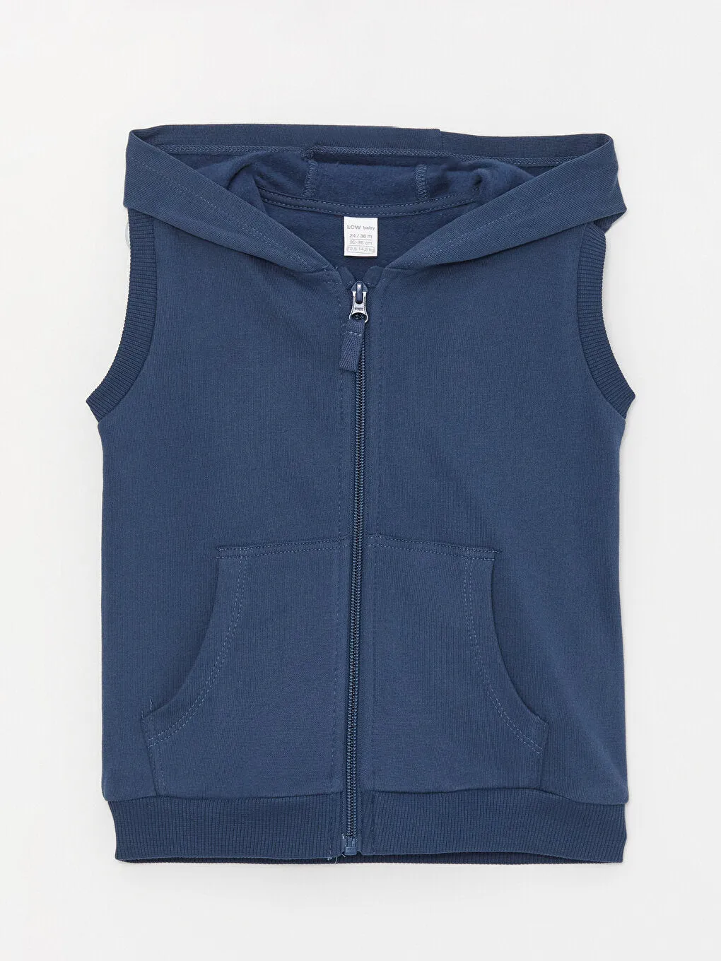 Hooded Basic Baby Boy Zipper Vest