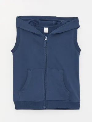 Hooded Basic Baby Boy Zipper Vest