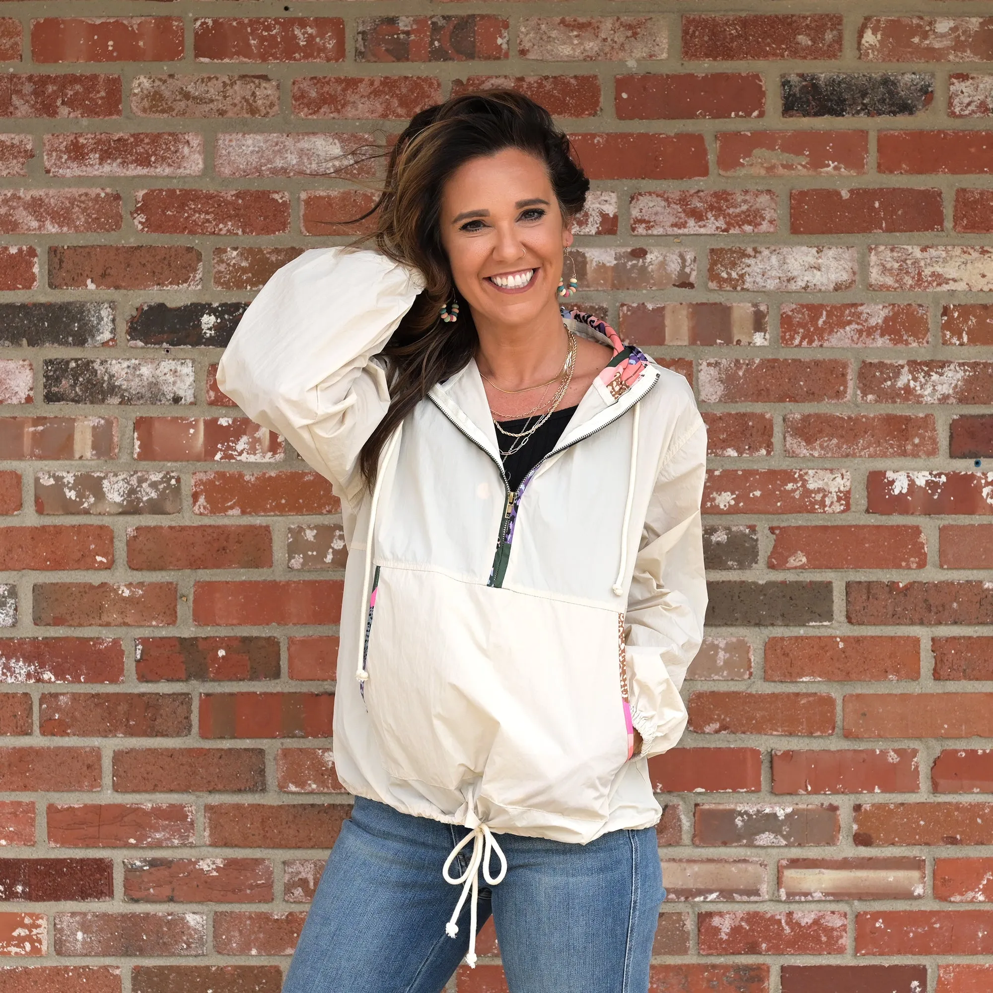 Hooded Half Zip Jacket