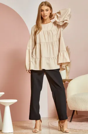 Hope Tiered Babydoll Top in Champagne