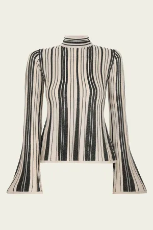 Illustration Metallic Knit Top in Black/Gold