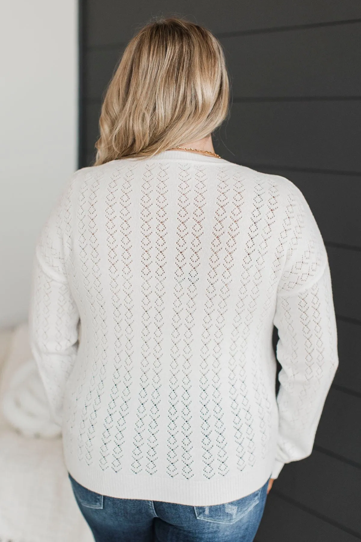 Inspiring Me Pointelle Knit Sweater- Ivory
