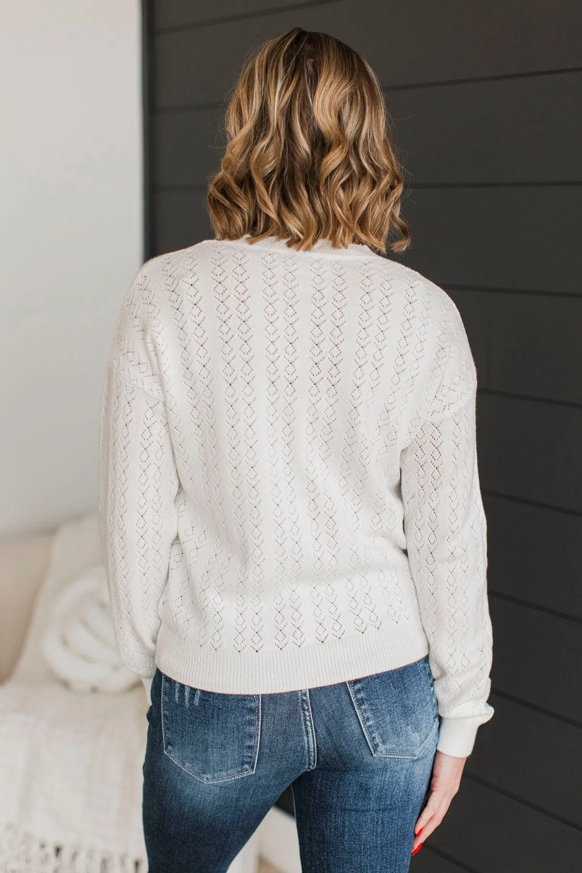 Inspiring Me Pointelle Knit Sweater- Ivory