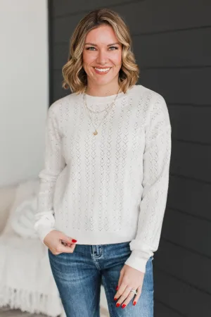 Inspiring Me Pointelle Knit Sweater- Ivory
