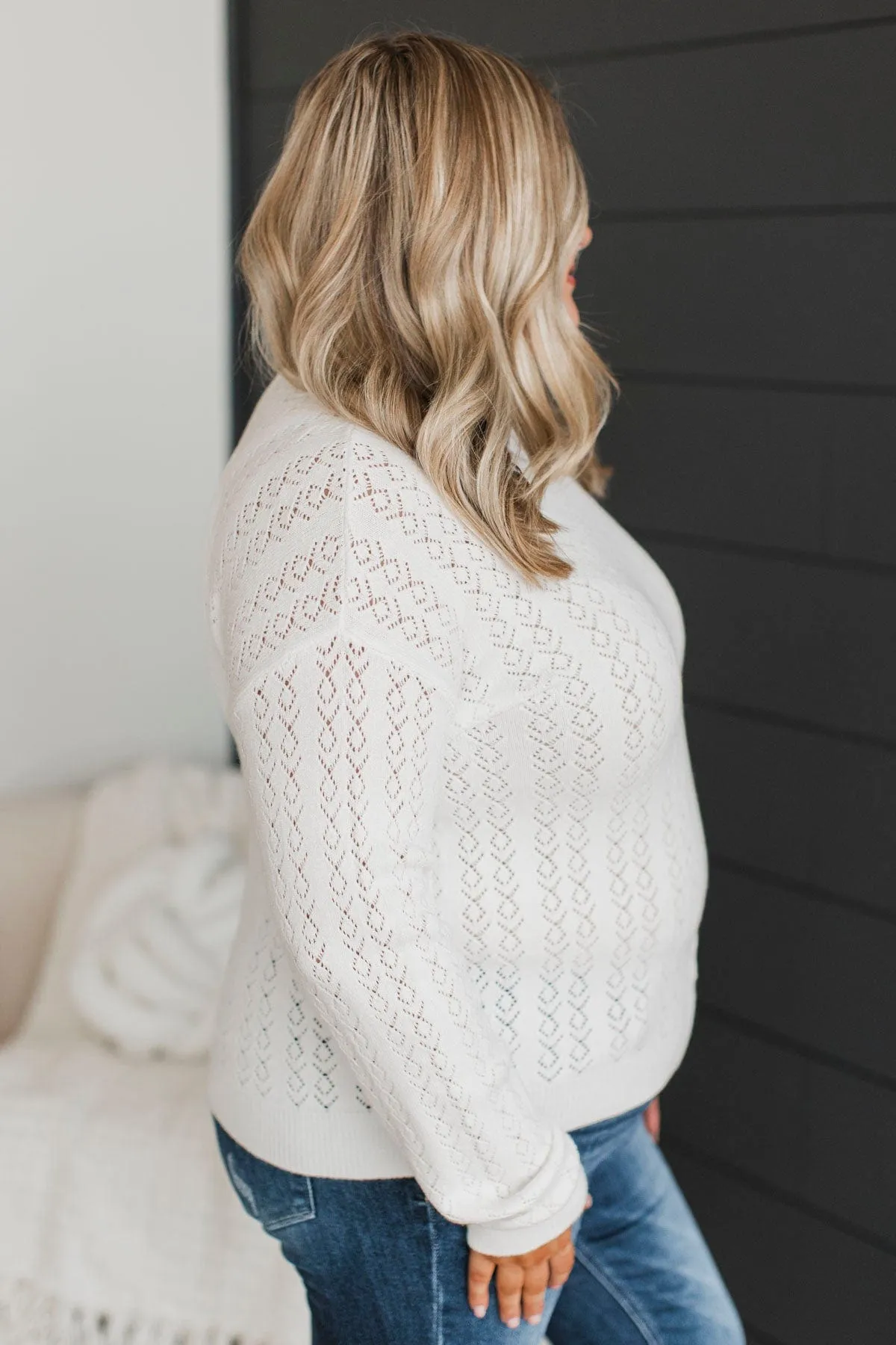 Inspiring Me Pointelle Knit Sweater- Ivory