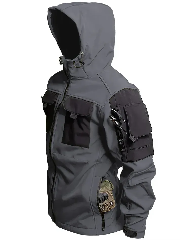 Jackets in tactical design with hood for active men