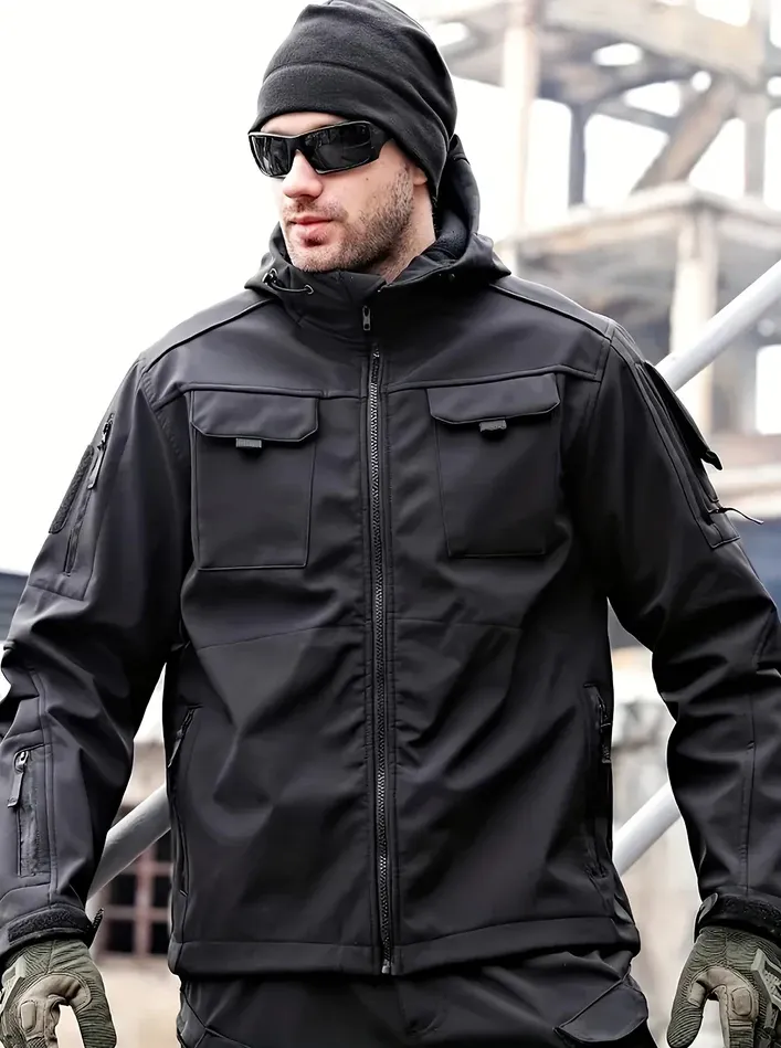 Jackets in tactical design with hood for active men