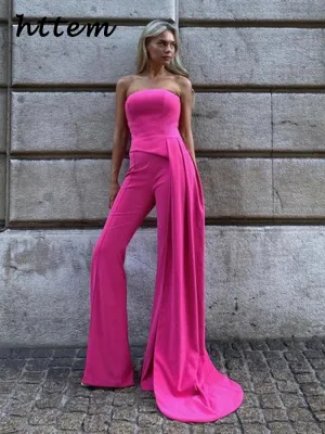 JazzHer Sexy Ribbon Vests Pants Sets Women Solid Sleeveless Backless Zipper Vests Wide Leg Trousers 2024 Autumn Lady Street 2 Piece Set