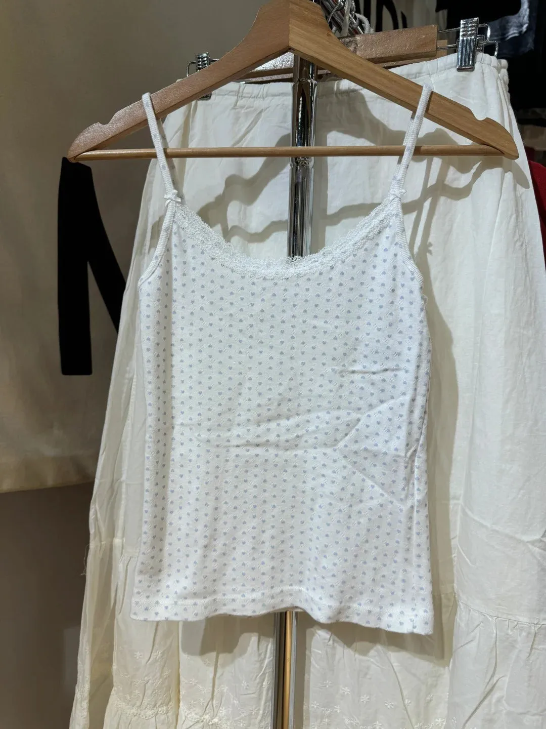 JazzHer Sweet Pink Heart Print Slim Tank Tops Women Bow Lace Trim Cotton Sleeveless Cropped Vests Cute Casual Preppy Style Camisole New