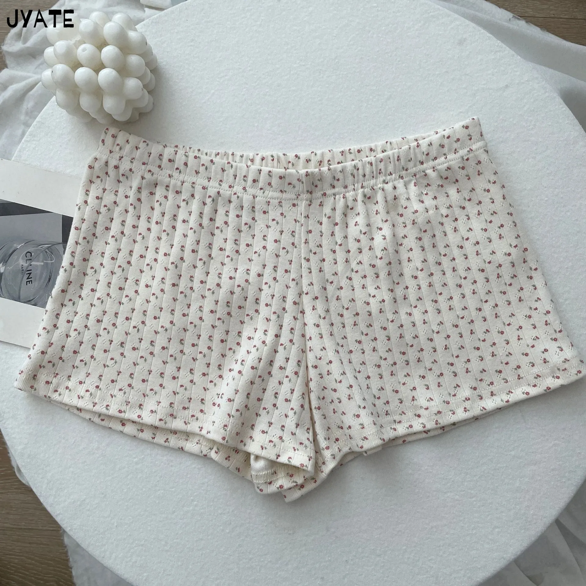 JazzHer Vintage Floral Print Eyelet Bow Cropped Vests Women Streetwear Casual Slim Lace Trim Camis Sweet Preppy Style Cute Tank Tops Y2K