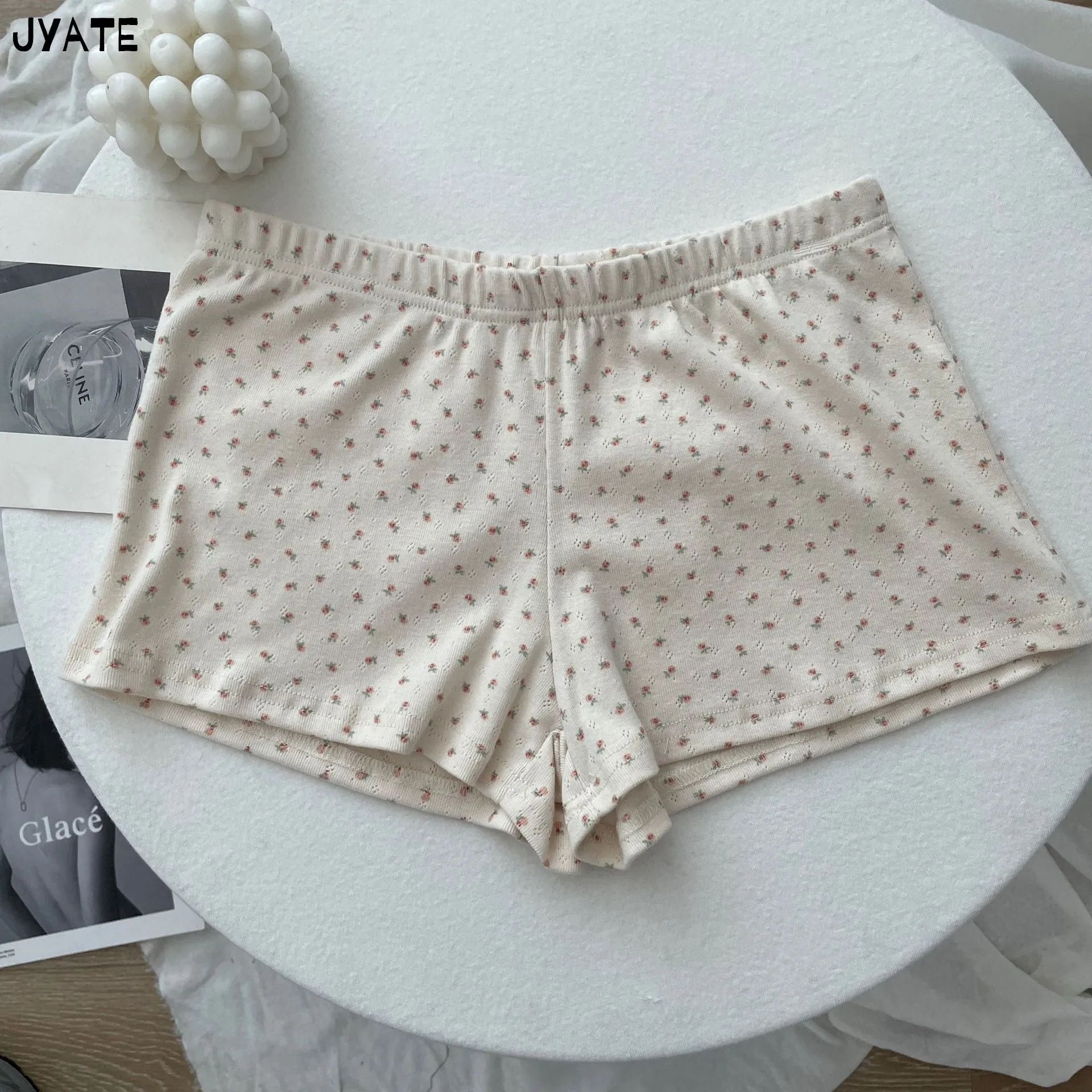 JazzHer Vintage Floral Print Eyelet Bow Cropped Vests Women Streetwear Casual Slim Lace Trim Camis Sweet Preppy Style Cute Tank Tops Y2K