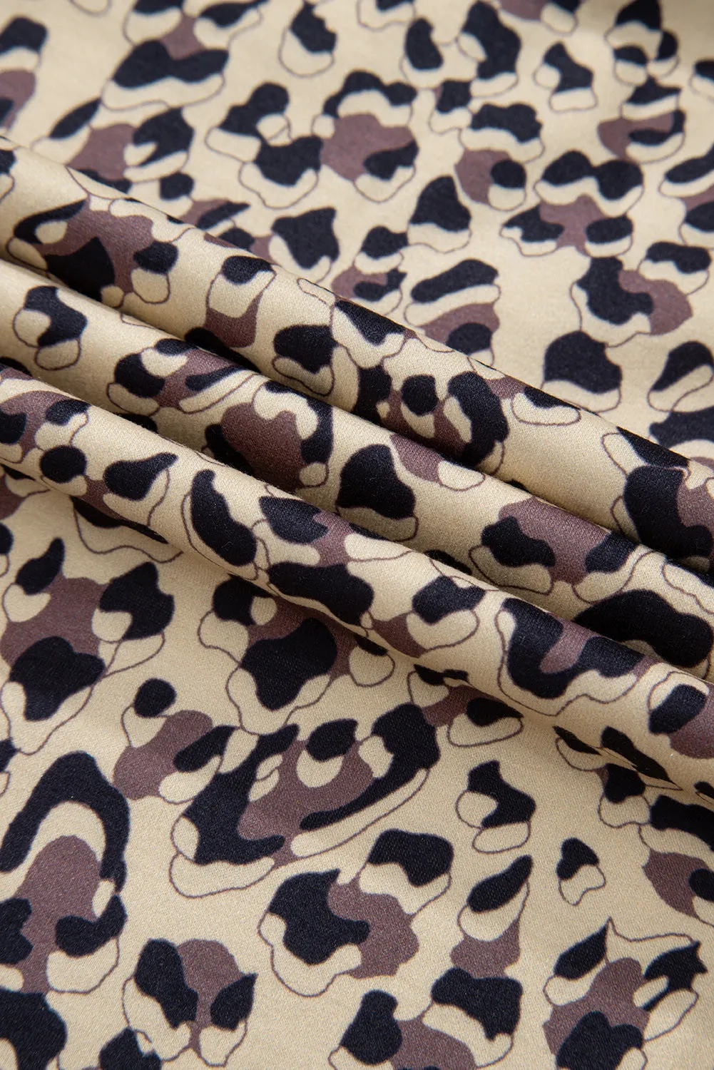 Joanie Slit Leopard Round Neck Long Sleeve Sweatshirt