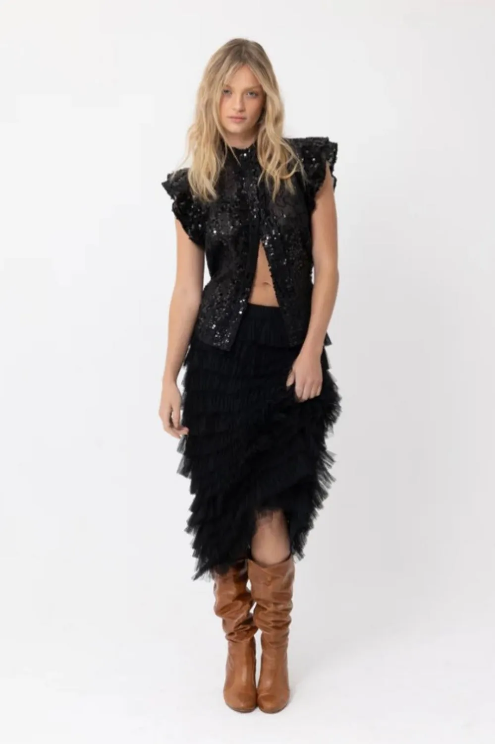 JOEY THE LABEL SEQUIN ME BLOUSE BLACK